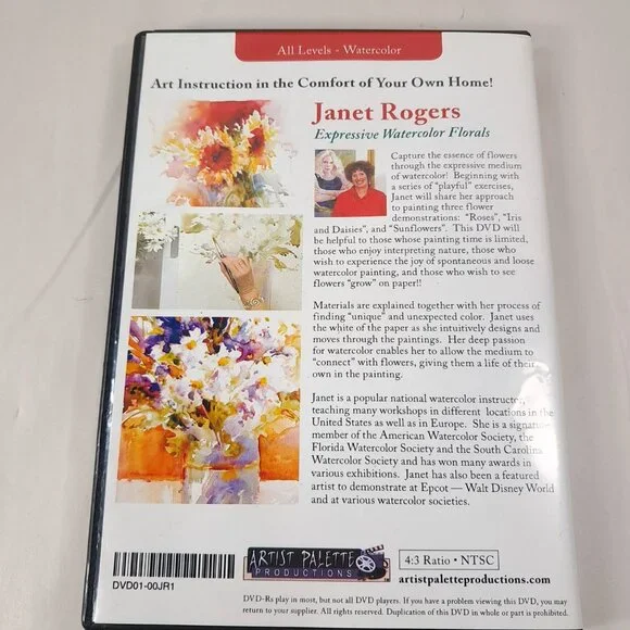 Janet Rogers DVD Expressive Watercolor Florals Art Painting Instruction artist